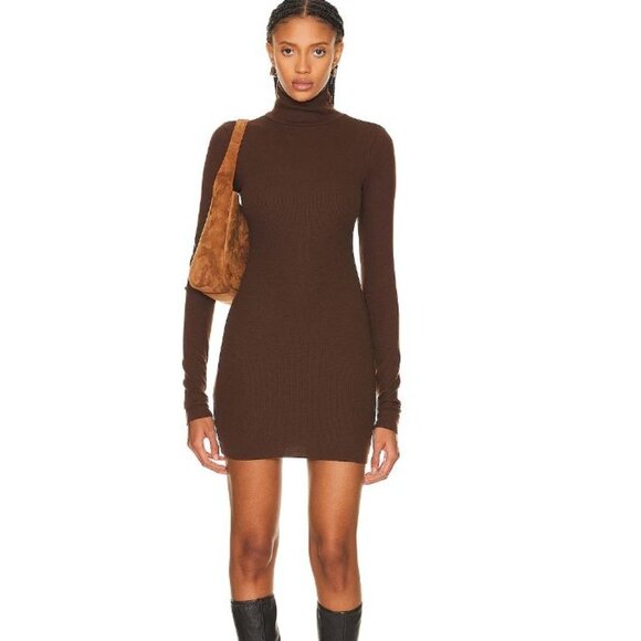 Enza Costa Dresses & Skirts - ENZA COSTA ribbed jersey turtleneck dress in chocolate size M